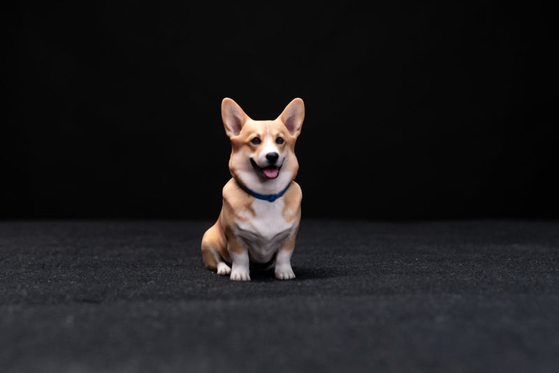Full-color 3D printed Corgi figurine with a blue collar