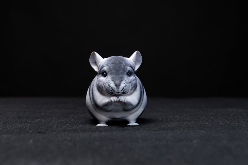 Full-color 3D printed gray chinchilla figurine